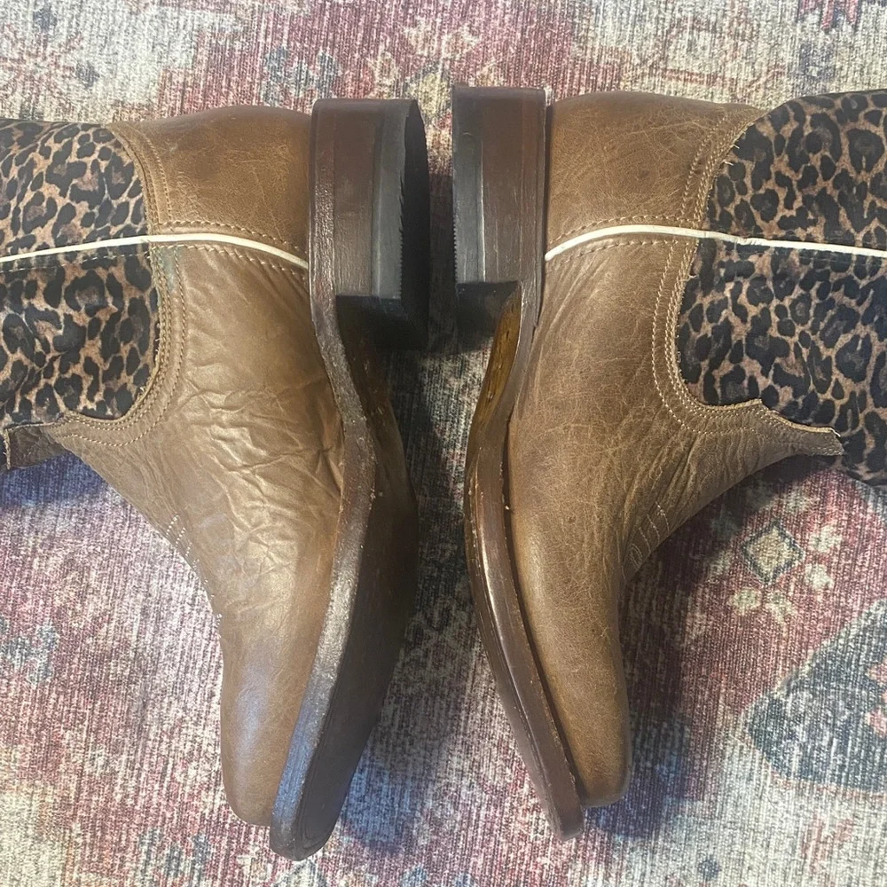 Roper Big Girl Cheetah Leather Cowgirl Cowboy Boot Square Toe